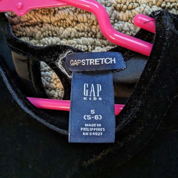 GapKids Black Stretch Velvet Dress with Ruffled Hem - Picture 2 of 2